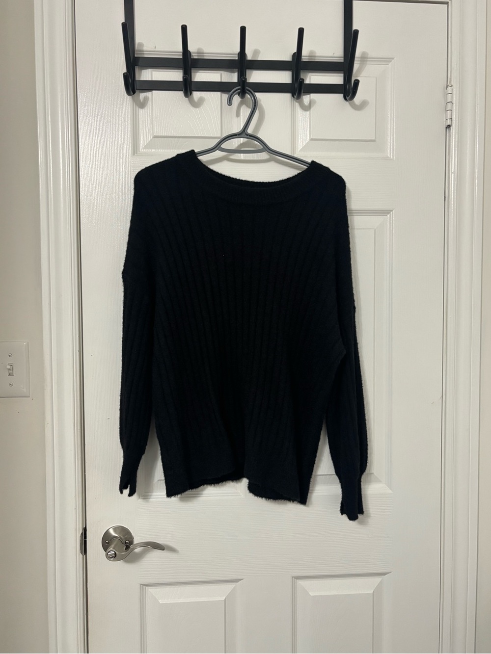 aerie Black Ribbed Crewneck Sweater